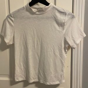 White turtle neck crop top